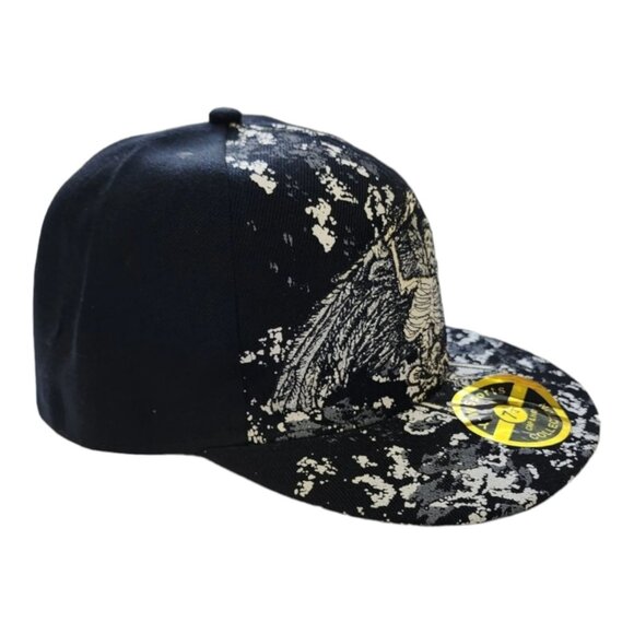 Y/W Sports Skeleton All Over Print Snapback Cap 7 1/4 Black & Gray - Picture 5 of 7